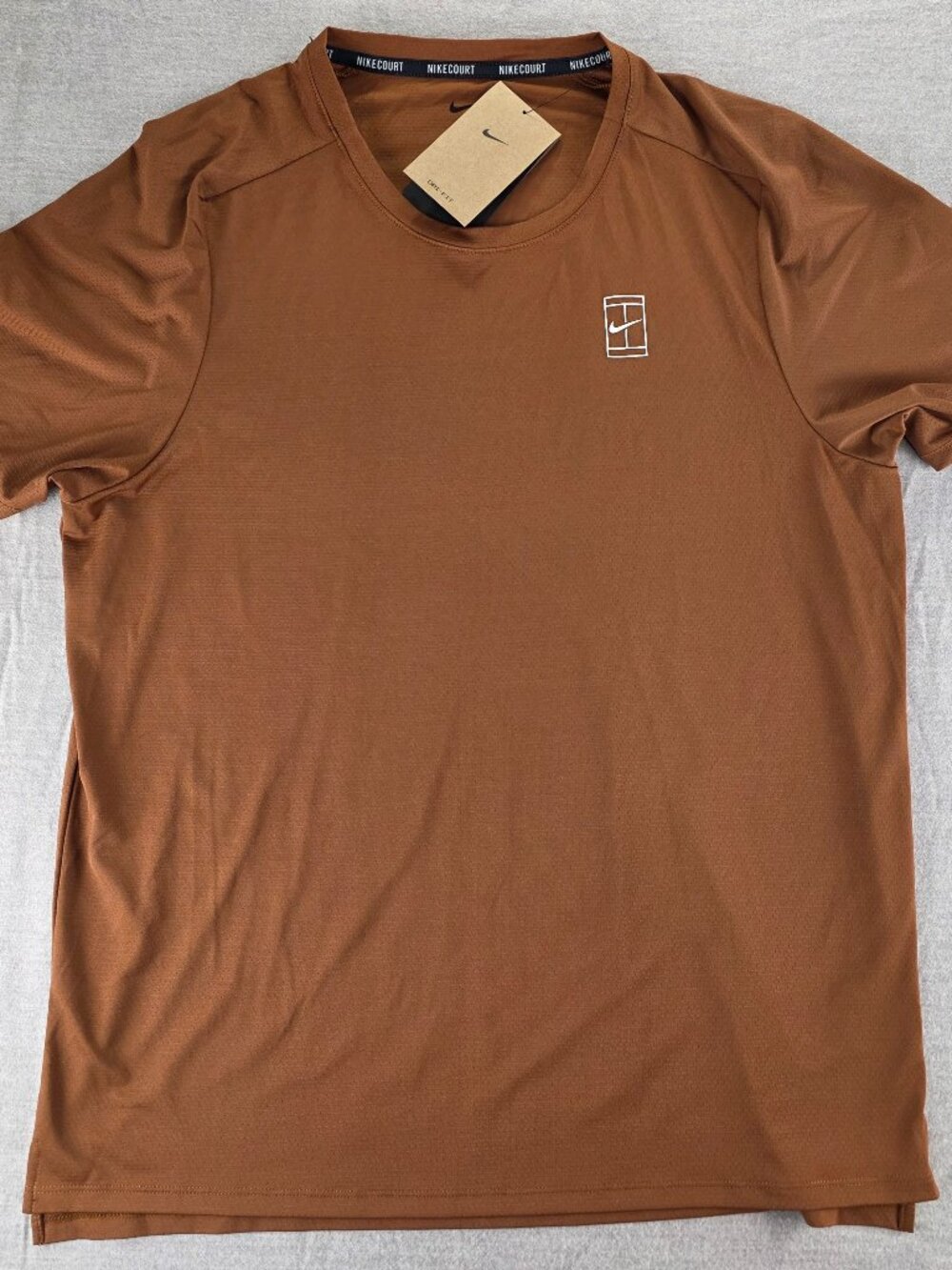 Nike Court Dri-Fit Advantage Tennis Shirt Size Large FZ6910-281 Brown Heritage